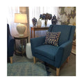 Eden High-Back Armchair | Denim Fabric | Oak Legs | Contemporary