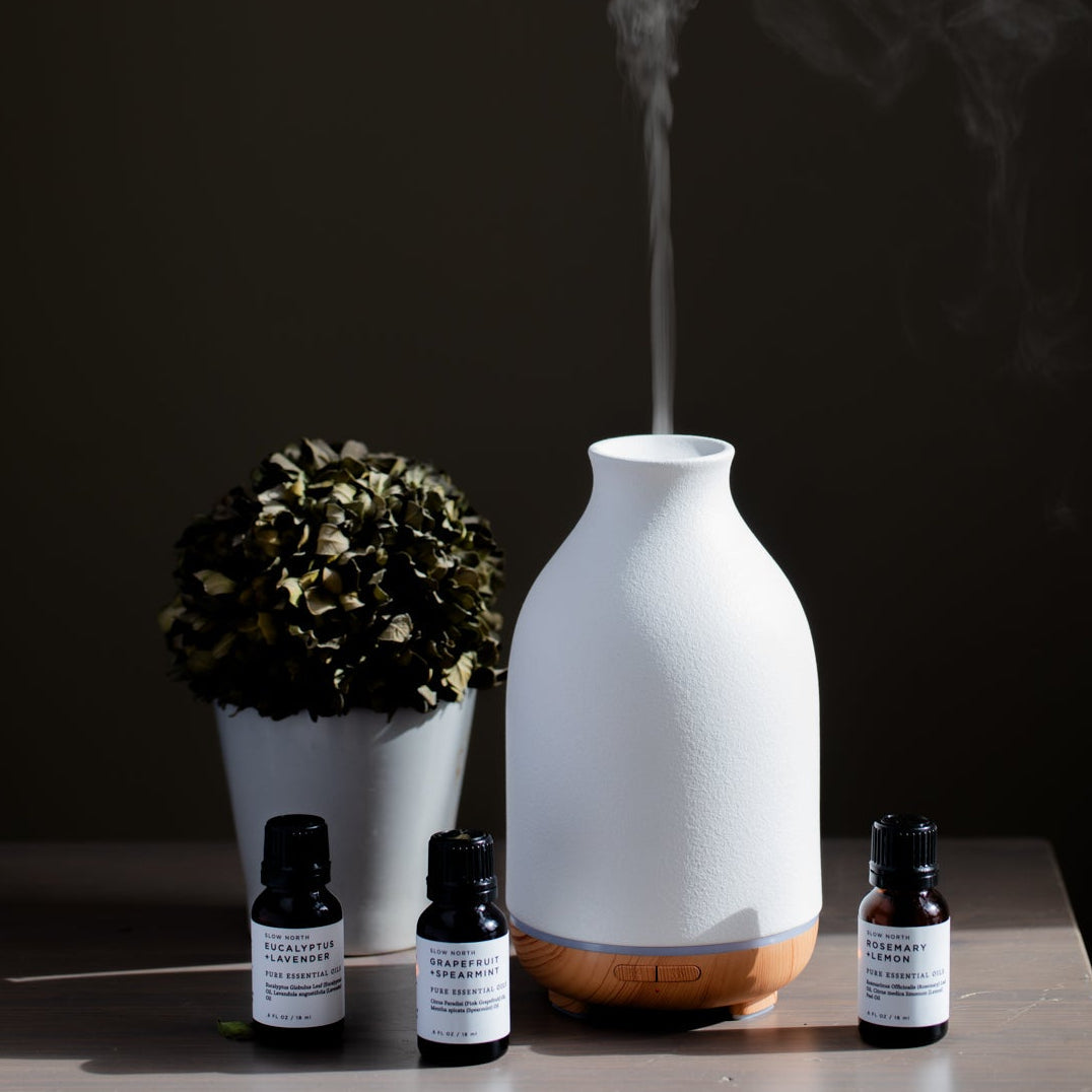 Essential Oil Diffuser Blends | 100% Pure | Flame-Free Aromatherapy | Amber Glass | 14 Scents | Slow North