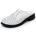Cave shoes real leather flat heel thick sole hollowed out sandals women's slippers round toe