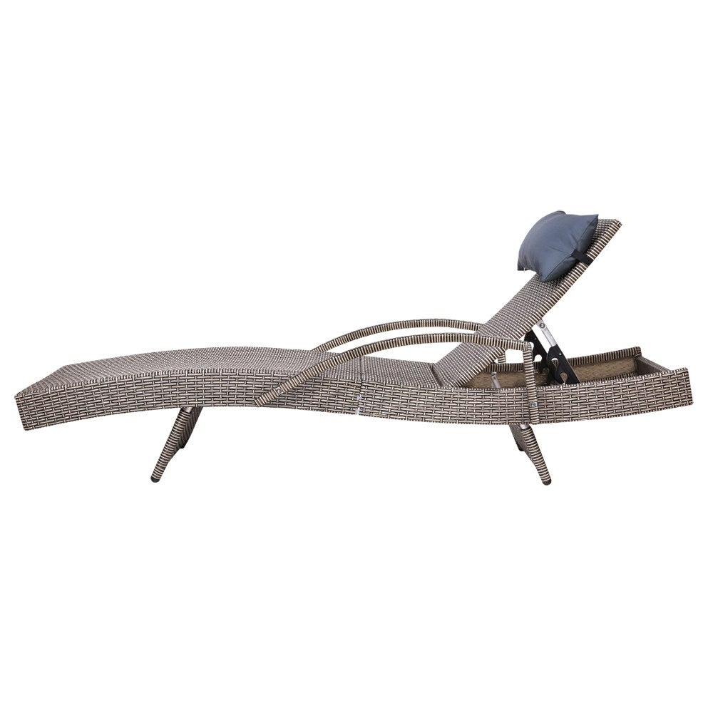 Gardeon Set of 2 Sun Lounge Outdoor Furniture Wicker Lounger Rattan