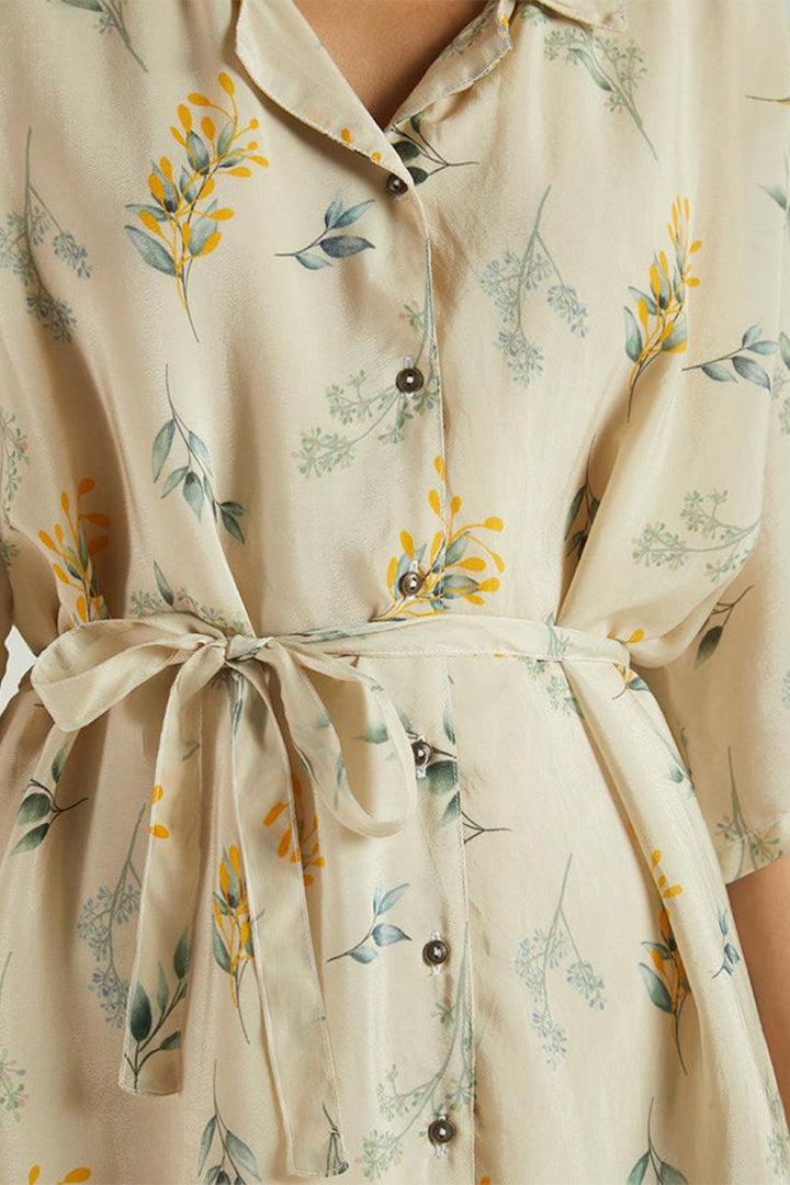 Fields of Summer Dress | Modest Shirt Dress | Swaying Leaves Print