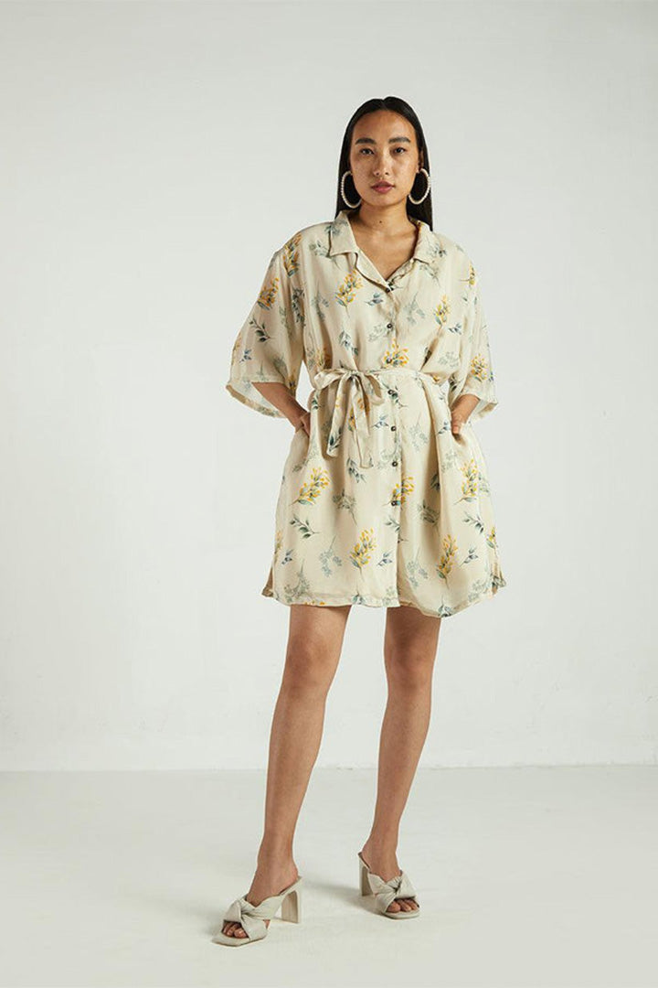 Fields of Summer Dress | Modest Shirt Dress | Swaying Leaves Print