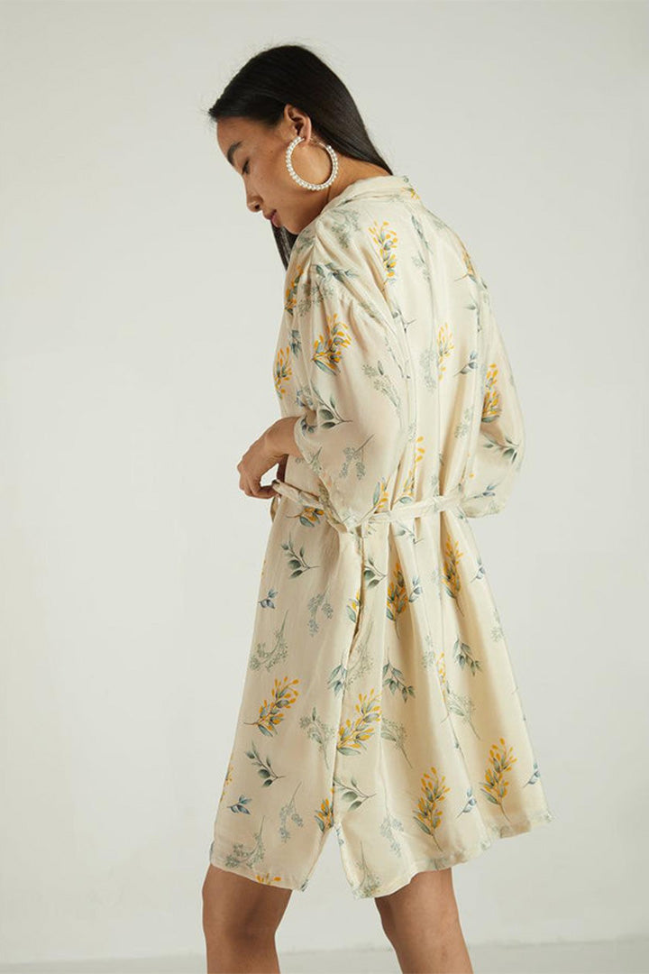 Fields of Summer Dress | Modest Shirt Dress | Swaying Leaves Print