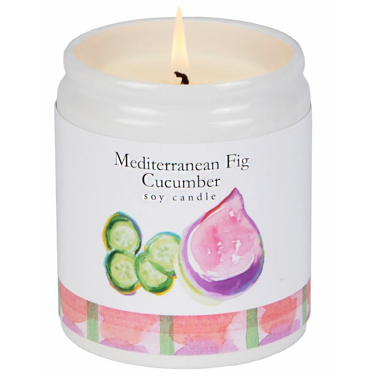 Mediterranean Fig & Cucumber Soy Candle | 100% Soy Wax | Reusable Ceramic Jar | 7.5 oz | LiftWorks | HHPLIFT