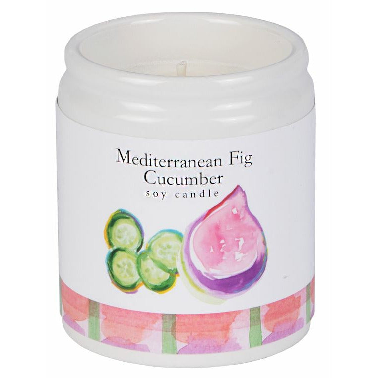 Mediterranean Fig & Cucumber Soy Candle | 100% Soy Wax | Reusable Ceramic Jar | 7.5 oz | LiftWorks | HHPLIFT