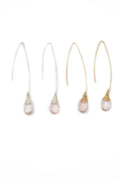 Wire Drop Earrings in Rose Quartz