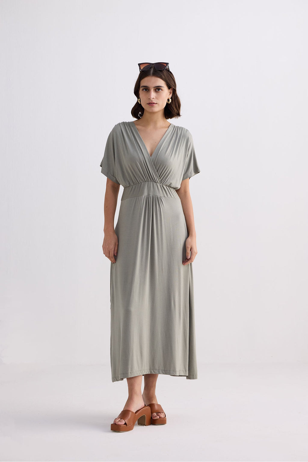 Flowy A-Line Maxi Dress in Frost & Mist