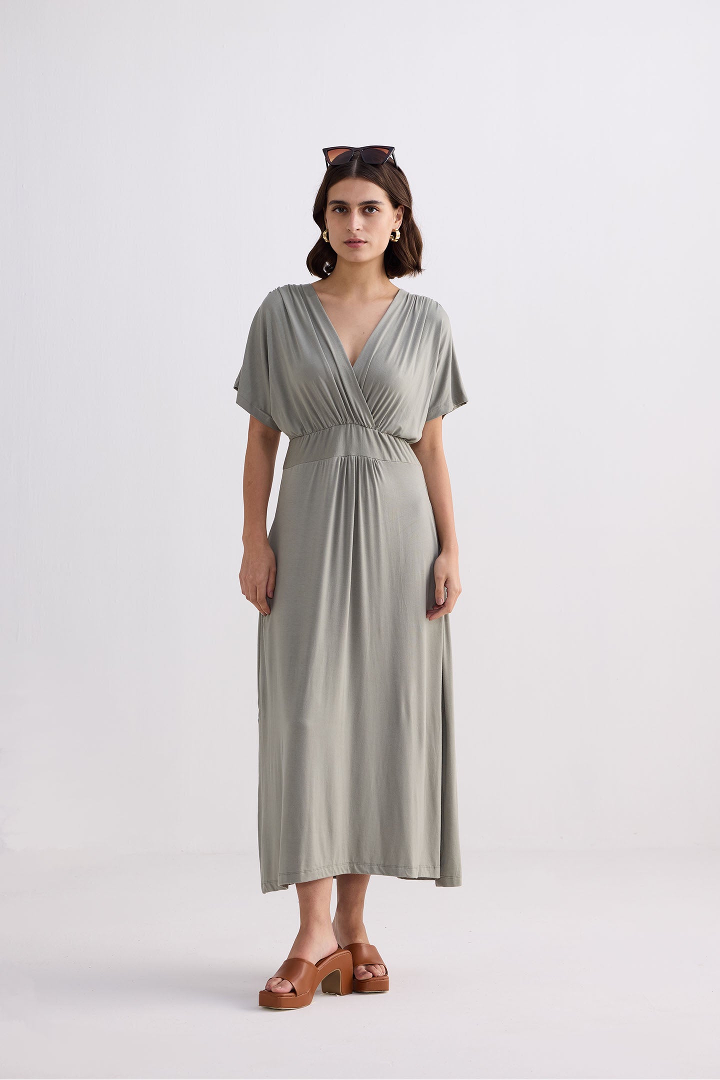 Flowy A-Line Maxi Dress in Frost & Mist