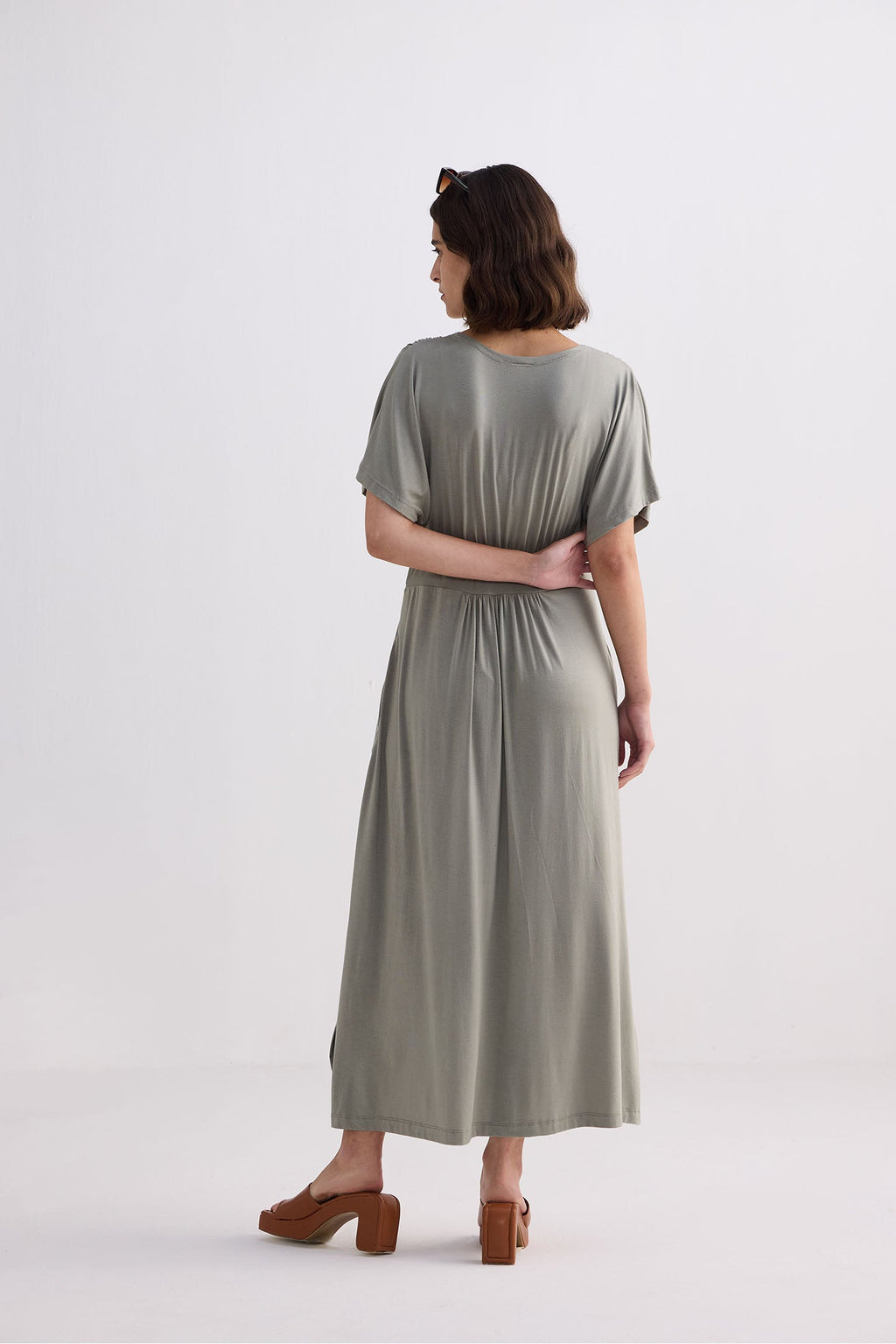Flowy A-Line Maxi Dress in Frost & Mist