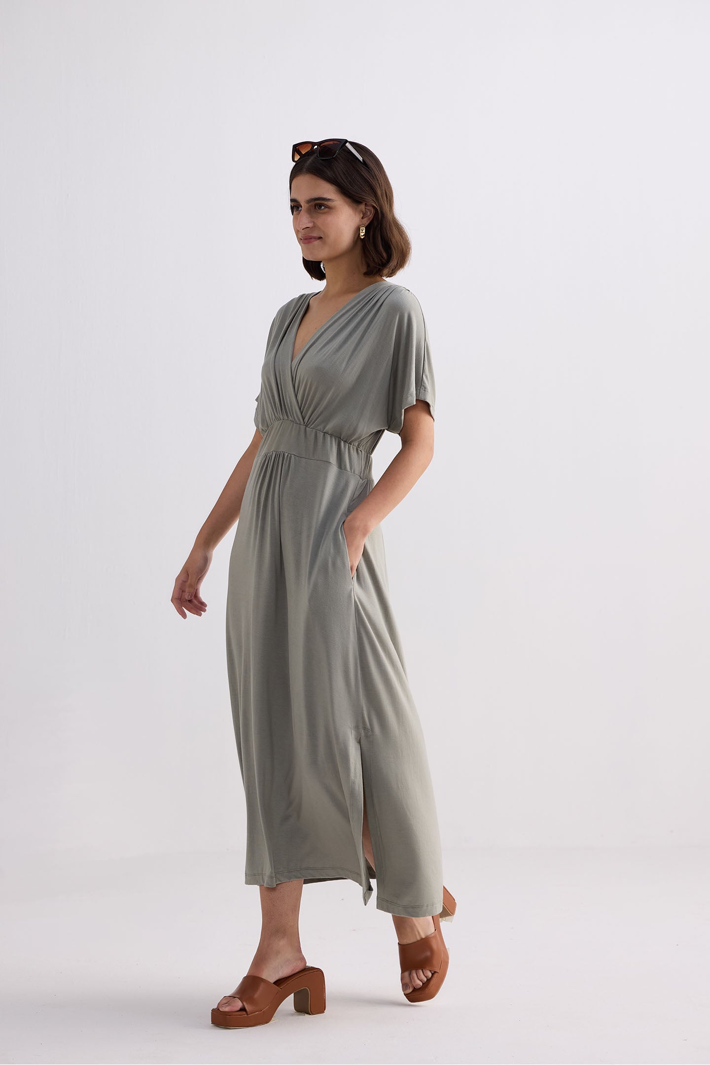Flowy A-Line Maxi Dress in Frost & Mist