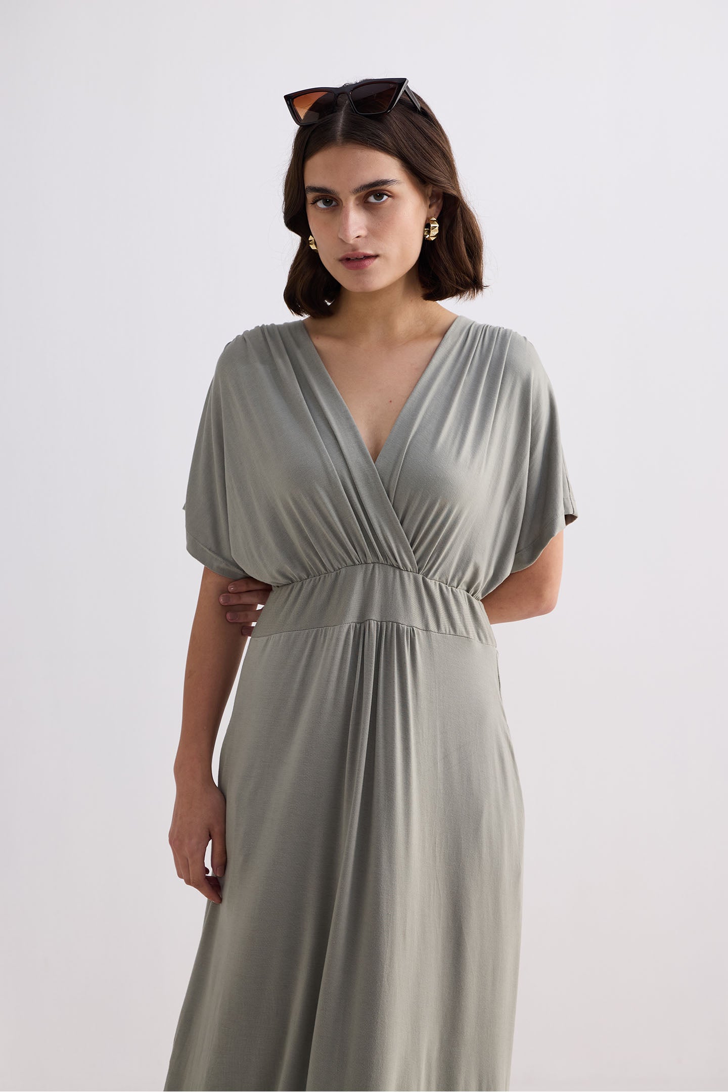 Flowy A-Line Maxi Dress in Frost & Mist