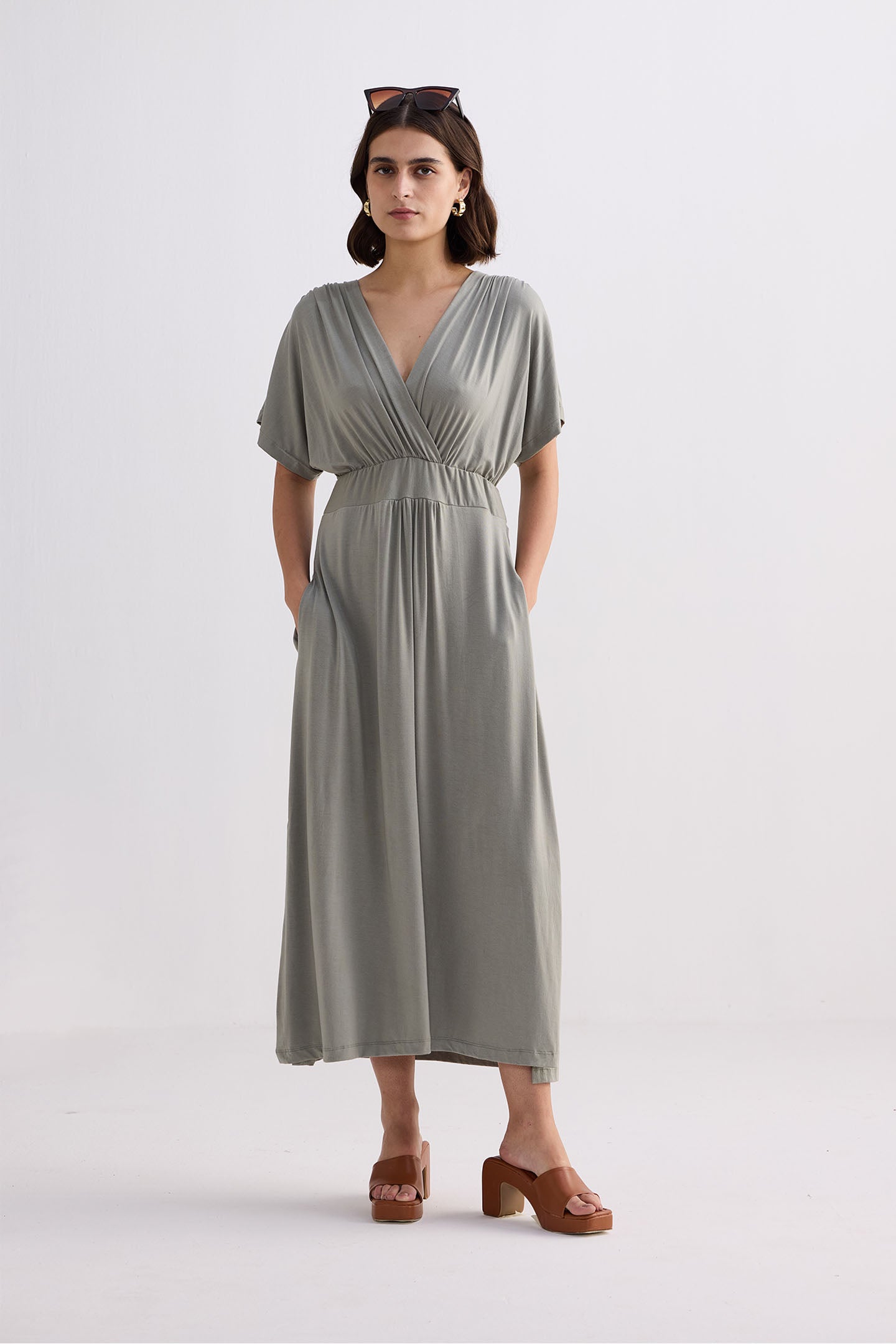 Flowy A-Line Maxi Dress in Frost & Mist