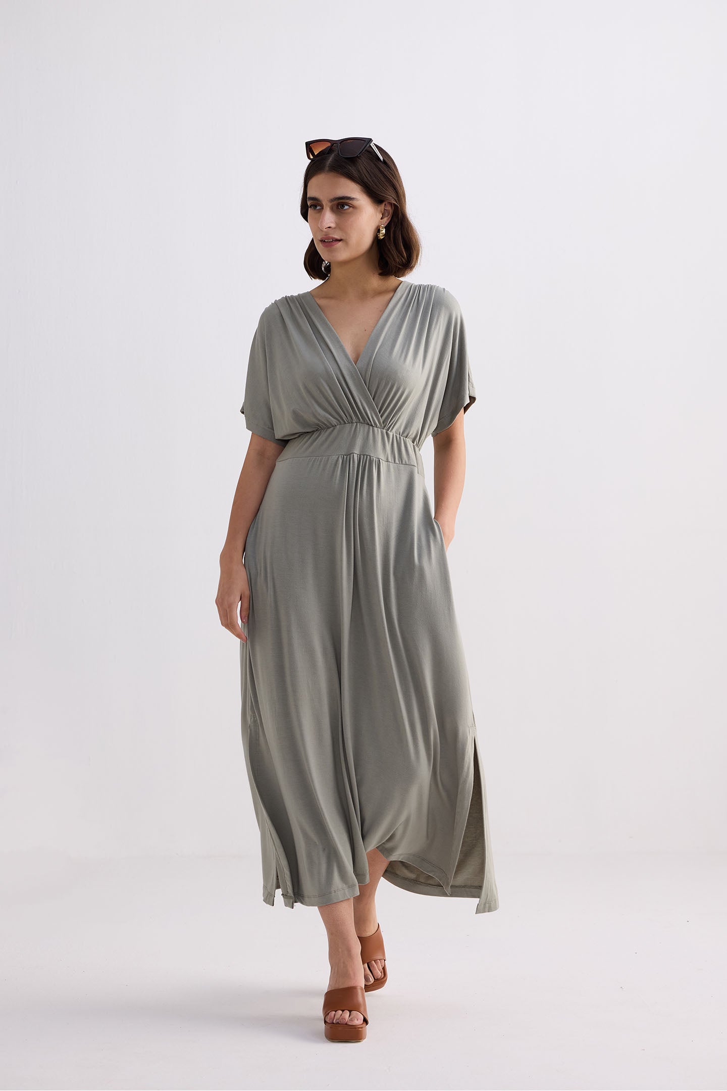 Flowy A-Line Maxi Dress in Frost & Mist