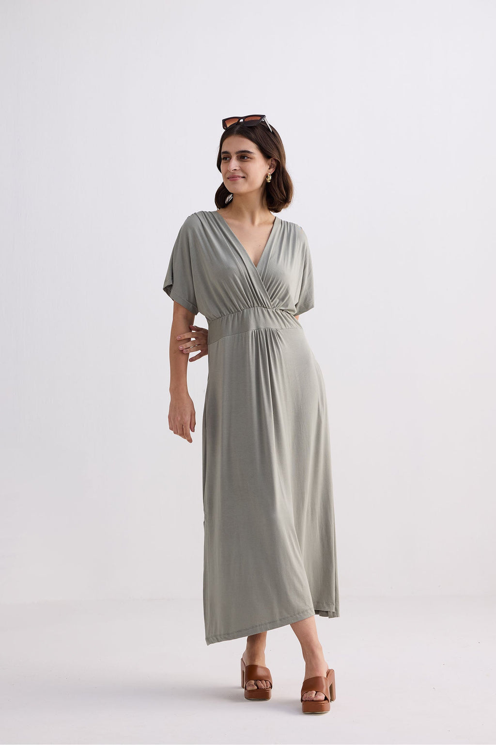 Flowy A-Line Maxi Dress in Frost & Mist
