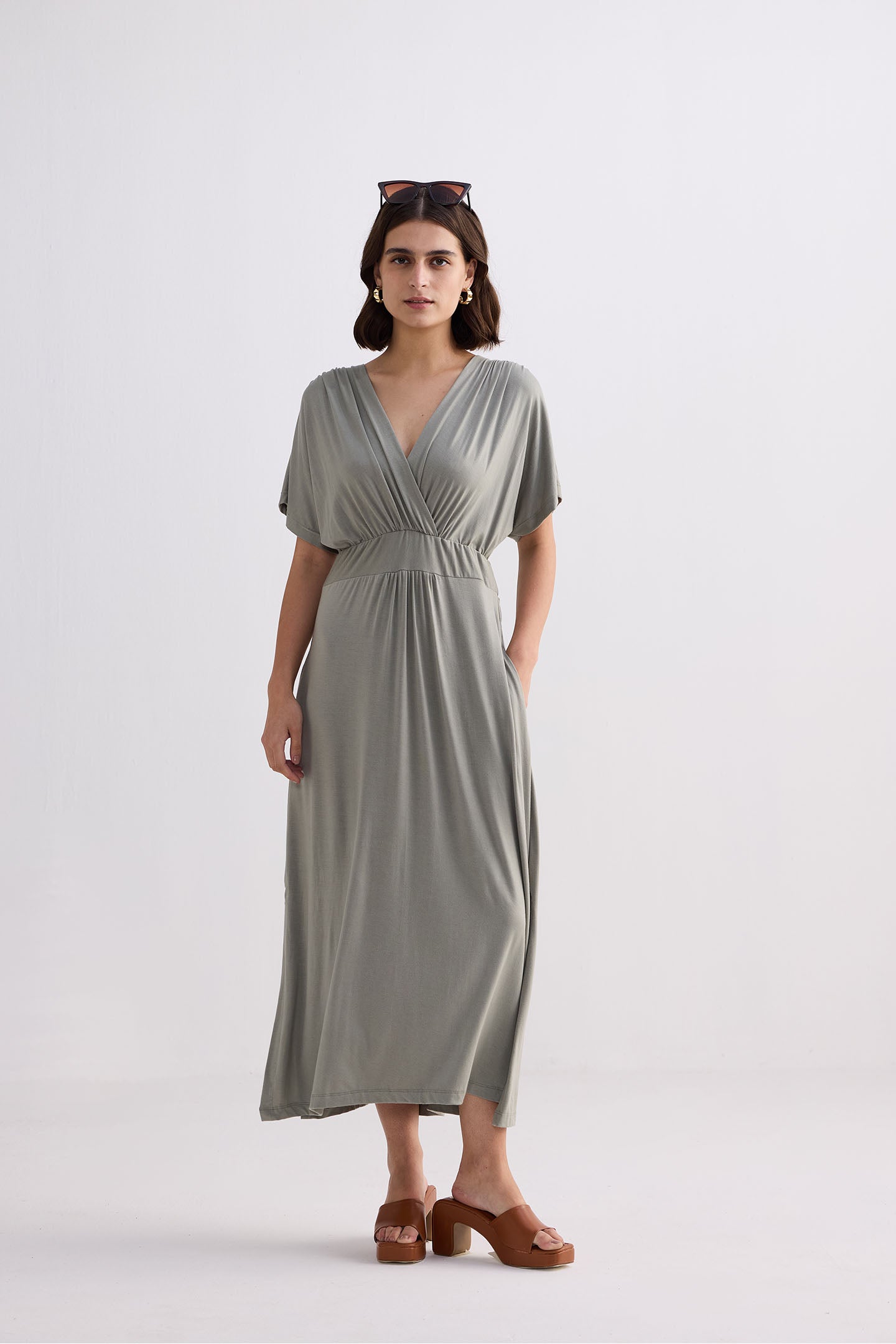 Flowy A-Line Maxi Dress in Frost & Mist
