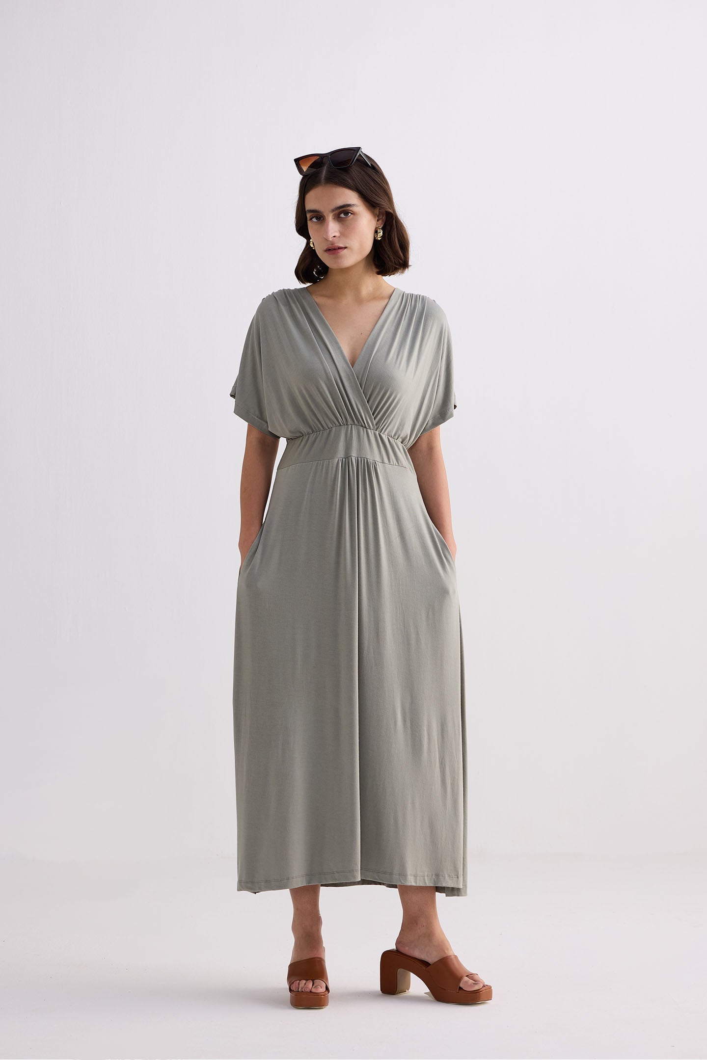 Flowy A-Line Maxi Dress in Frost & Mist