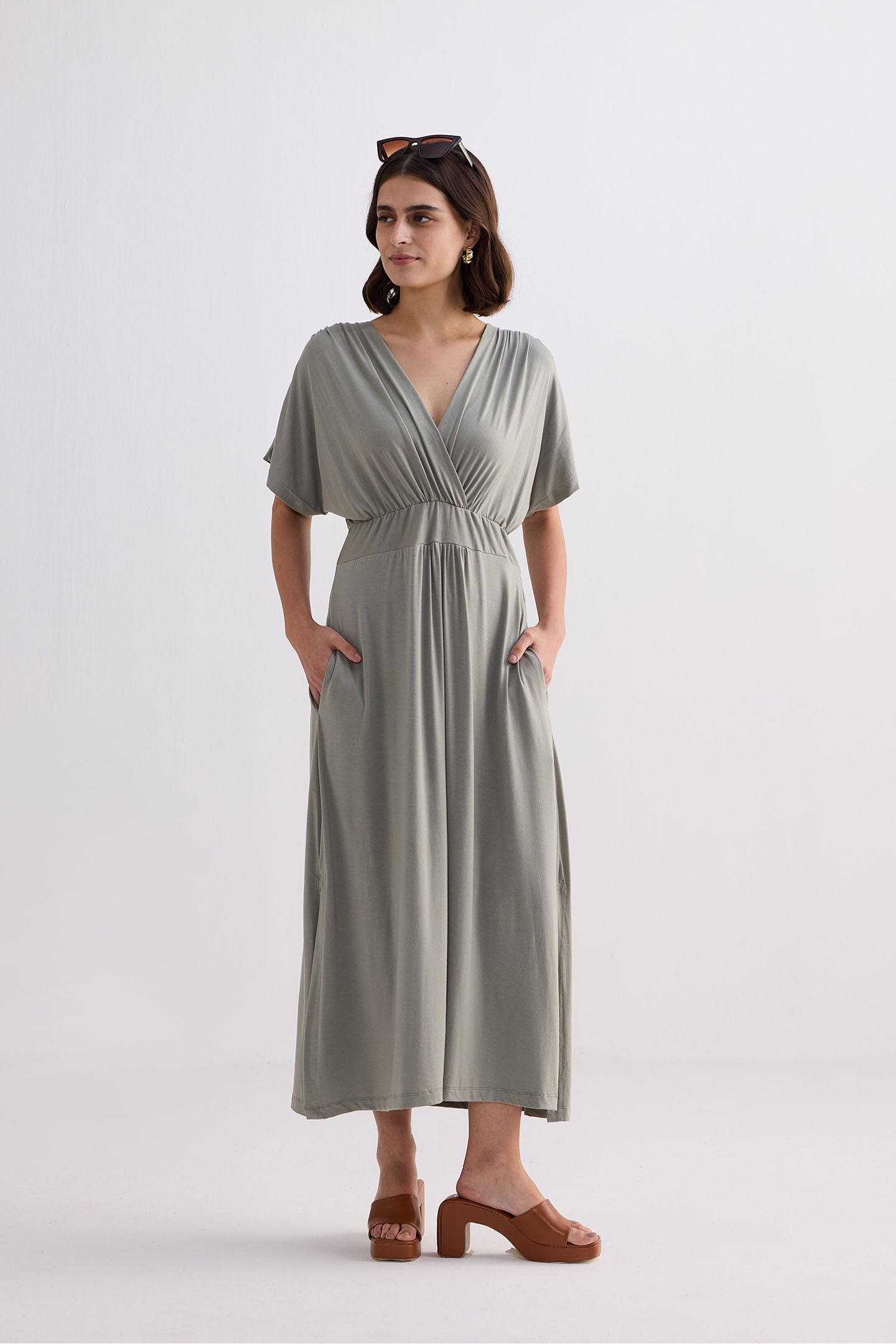 Flowy A-Line Maxi Dress in Frost & Mist