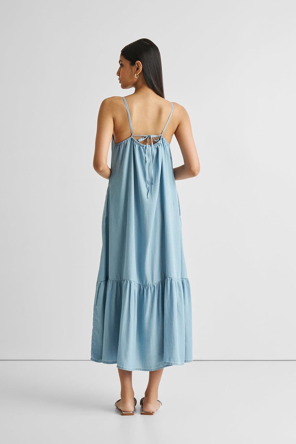 Flowy Maxi Dress in Blue Denim | 100% Tencel™ | Ocean Blue | Adjustable Straps | Pockets | XS–3XL | Reistor