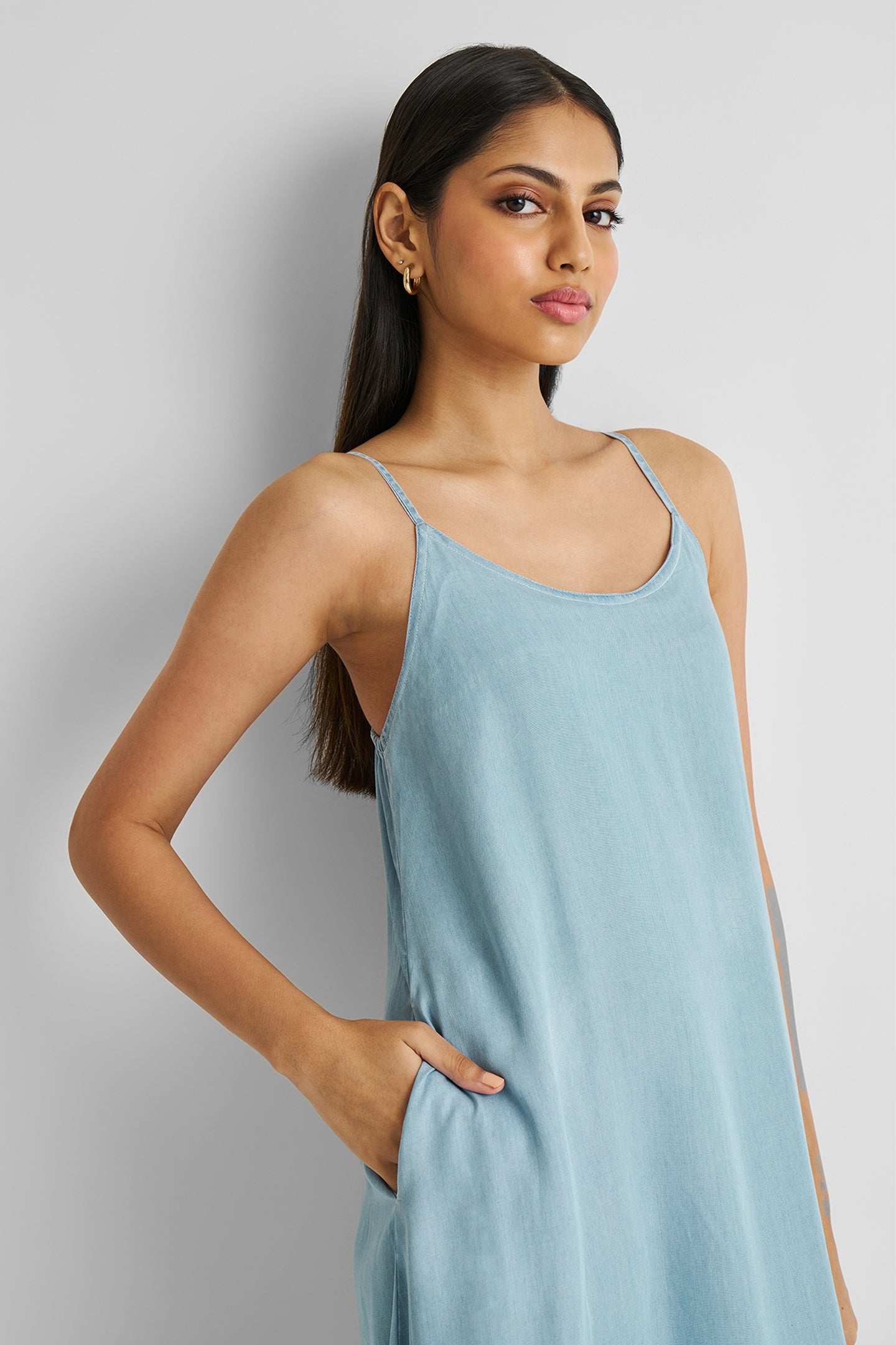Flowy Maxi Dress in Blue Denim | 100% Tencel™ | Ocean Blue | Adjustable Straps | Pockets | XS–3XL | Reistor