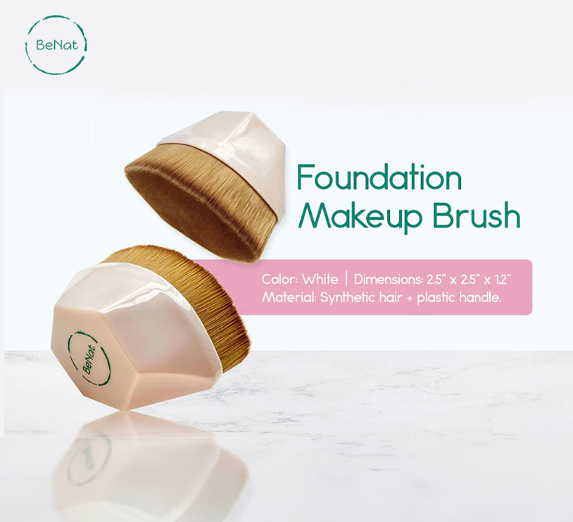 Ergonomic Foundation Makeup Brush | Densely Packed Synthetic Bristles | Full Coverage | Multipurpose | BeNat