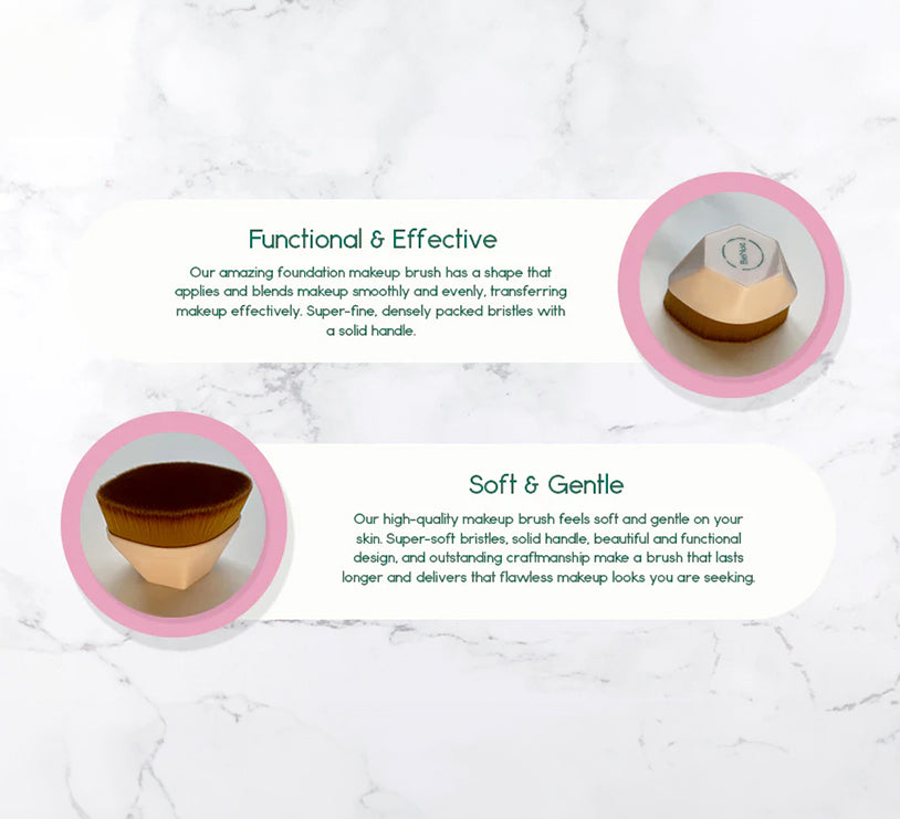 Ergonomic Foundation Makeup Brush | Densely Packed Synthetic Bristles | Full Coverage | Multipurpose | BeNat