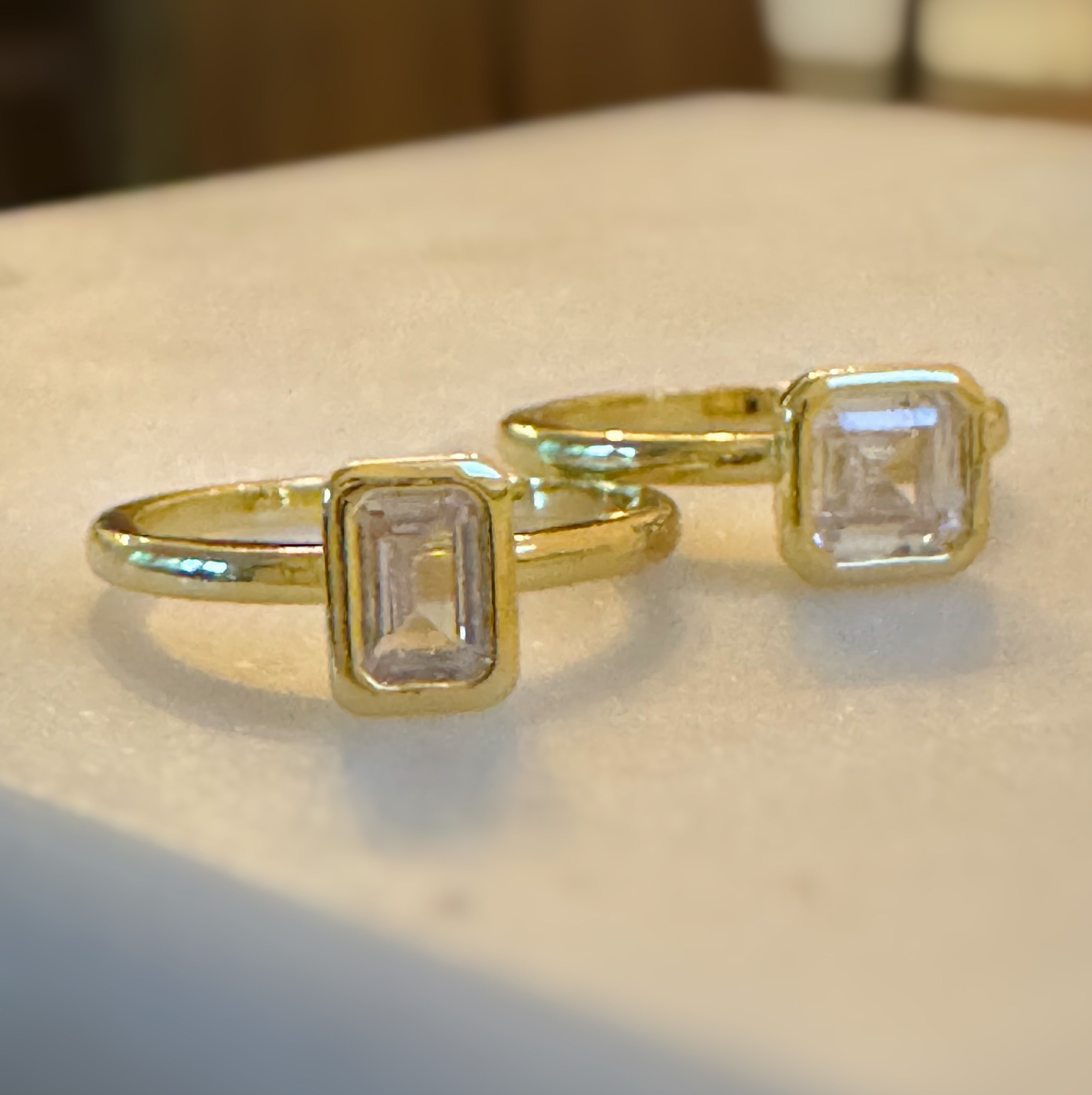 Duo Ring Set of 2 | 18K Gold Plated | Asscher Cut