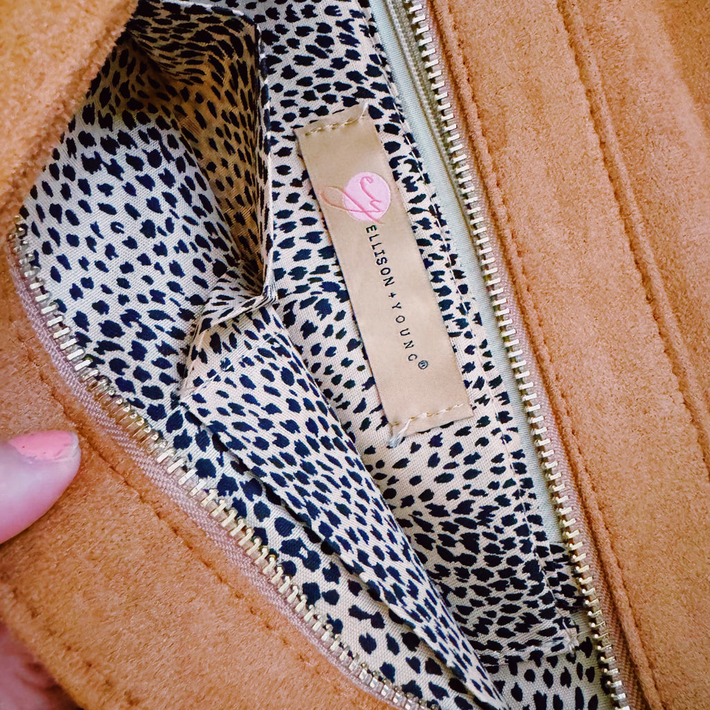 Plush Chain Shoulder Bag | Crossbody | Gold Hardware | Teddy Brown & Creamy Caramel