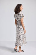 Gathered Maxi Dress with Side Slits in Mosaic