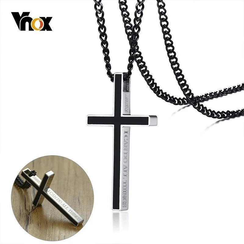 Vnox Special Bible Cross Pendants for Women Men Stainless Steel