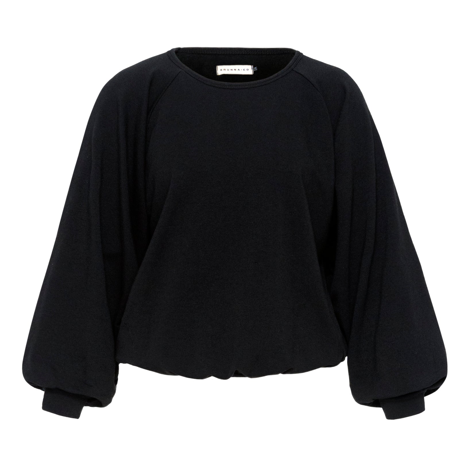 HALEY Bamboo Fleece Sweater in Black | Oversized Crewneck | BrunnaCo