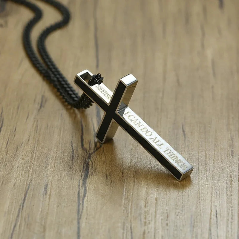Vnox Special Bible Cross Pendants for Women Men Stainless Steel
