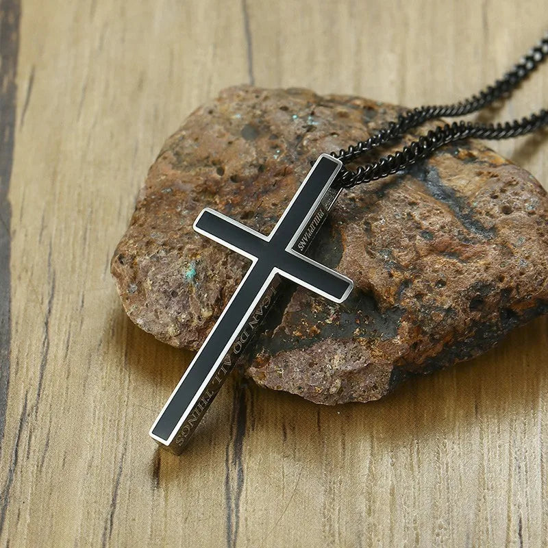Vnox Special Bible Cross Pendants for Women Men Stainless Steel
