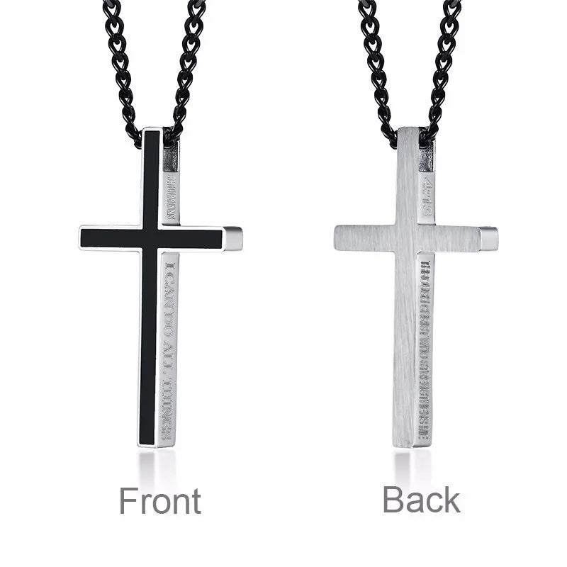 Vnox Special Bible Cross Pendants for Women Men Stainless Steel