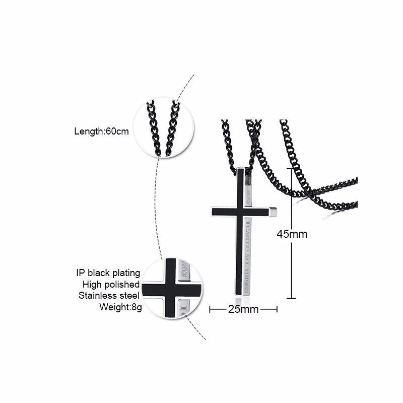 Vnox Special Bible Cross Pendants for Women Men Stainless Steel