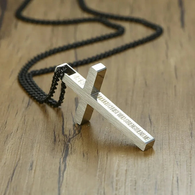 Vnox Special Bible Cross Pendants for Women Men Stainless Steel