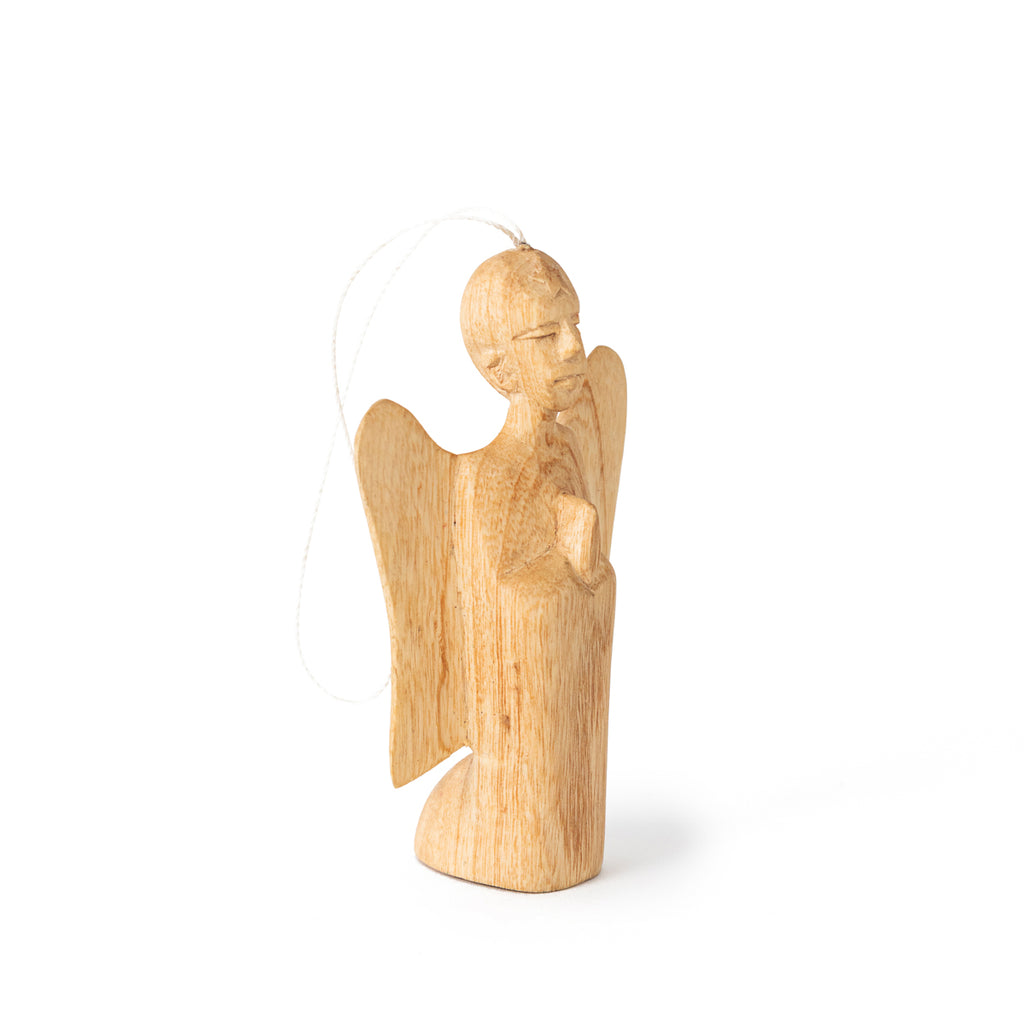 Carved Angel Ornament – Handcrafted Jacaranda Wood