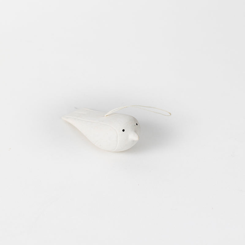 Hand-Carved Jacaranda Wood Bird Ornament | Faith | Christmas & Year-Round | White & Natural