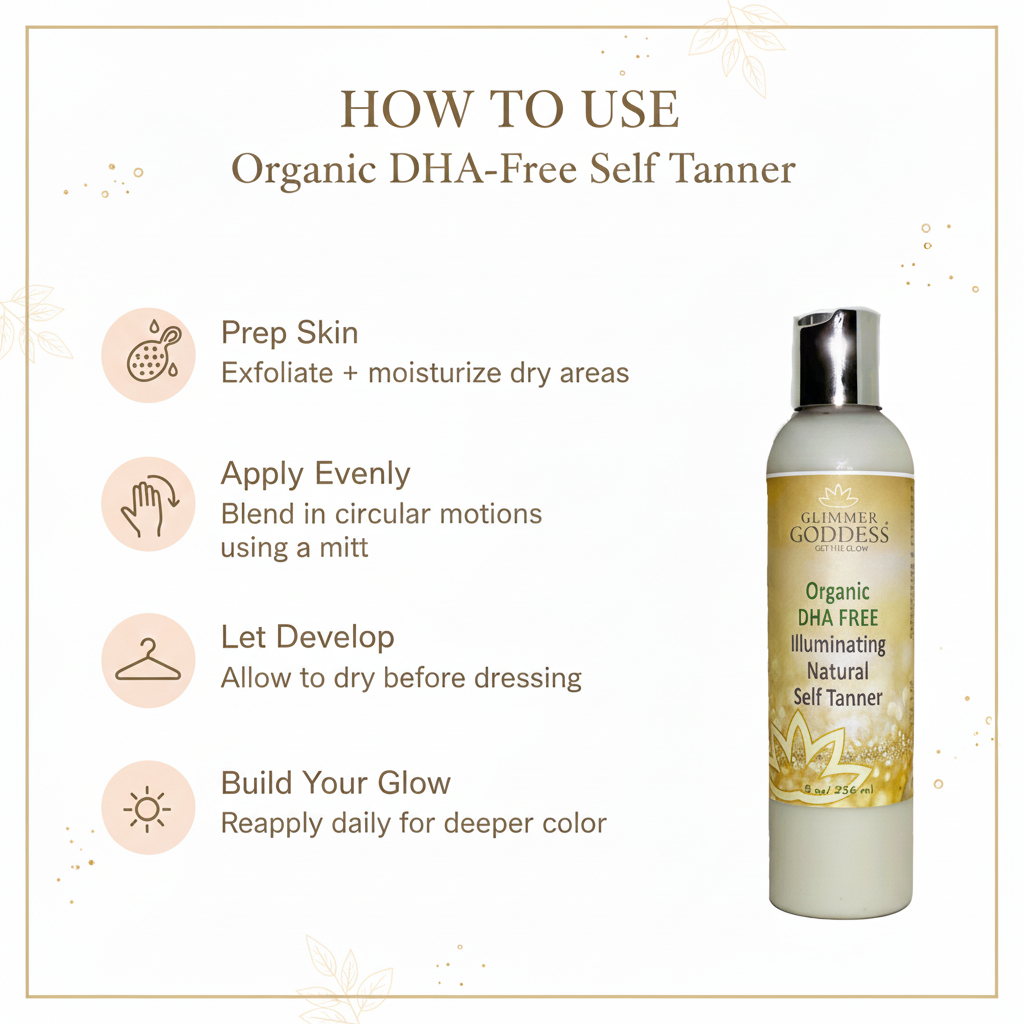 Organic DHA-Free Self Tanner | Streak-Free | Erythrulose | Sensitive Skin | Gradual Glow | Handcrafted in Texas | 4 oz & 8 oz