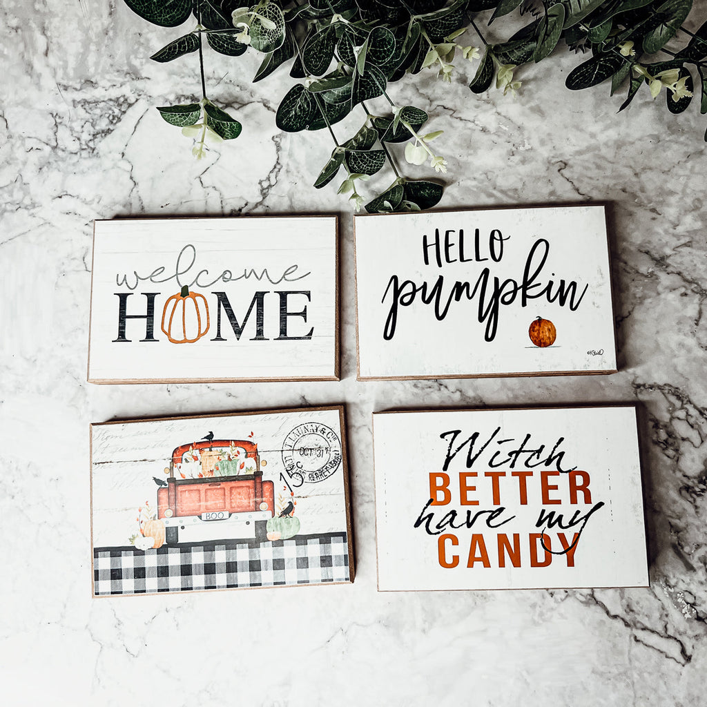 Welcome Home Wooden Sign — Pumpkin
