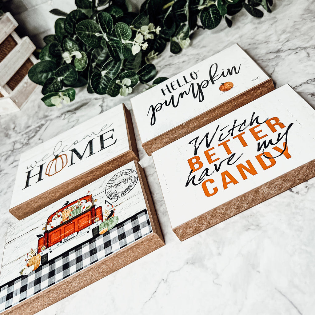 Welcome Home Wooden Sign — Pumpkin