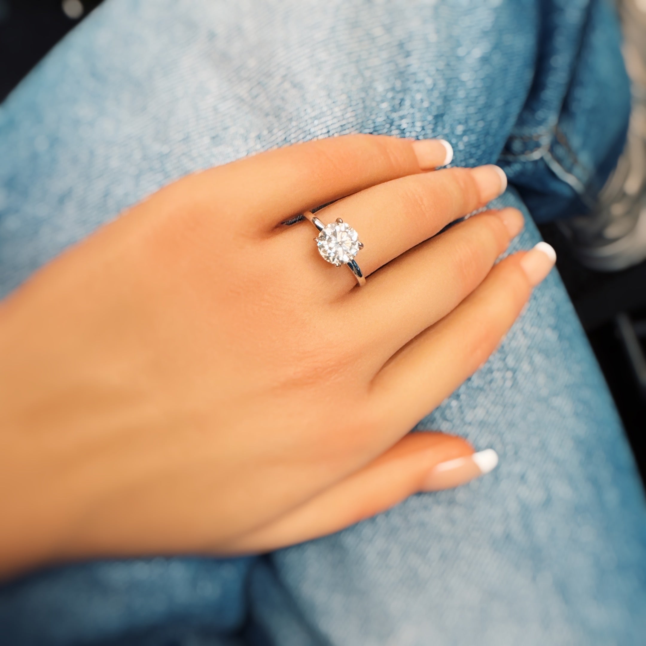 Brilliant Moissanite Halo Solitaire Ring