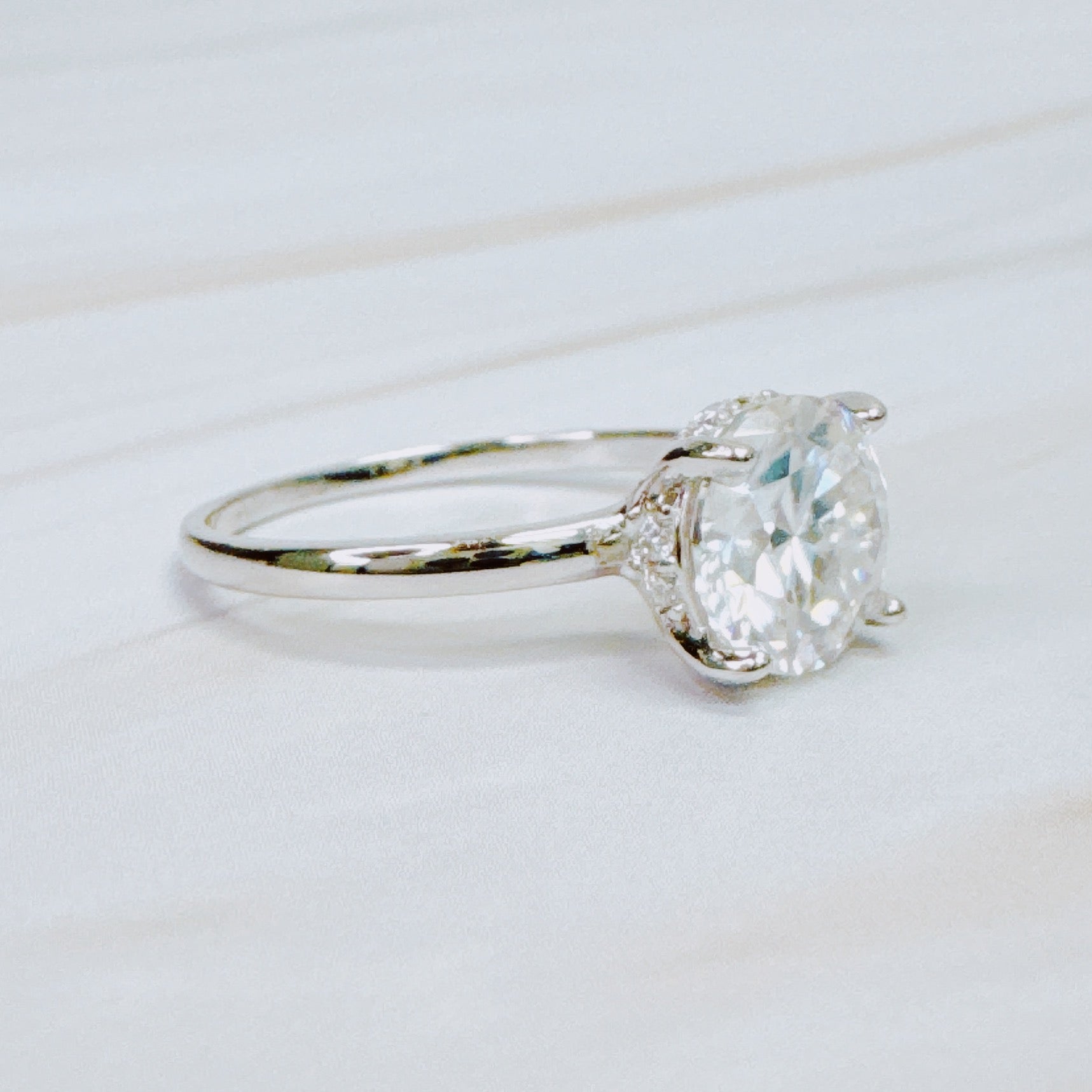 Brilliant Moissanite Halo Solitaire Ring