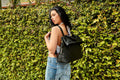 Fold N Go Pebble Leather Backpack