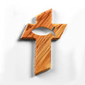 Hand-Carved Olive Wood Wall Cross with Fish Motif, 13 cm