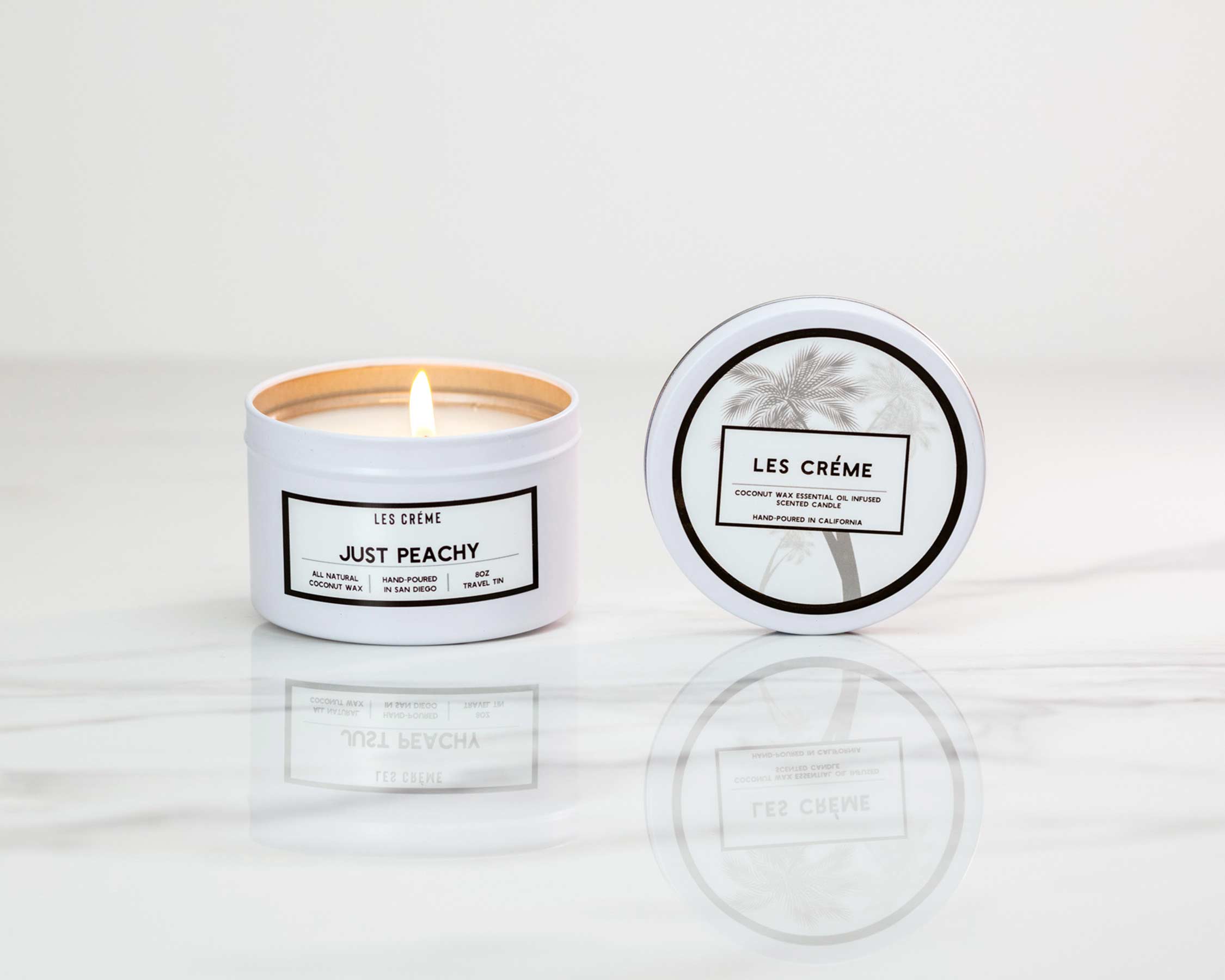 Just Peachy Coconut Wax Candle | Fresh Ripe Peach & Vanilla | 100% Botanical Coconut Wax | Toxin-Free | Les Crème