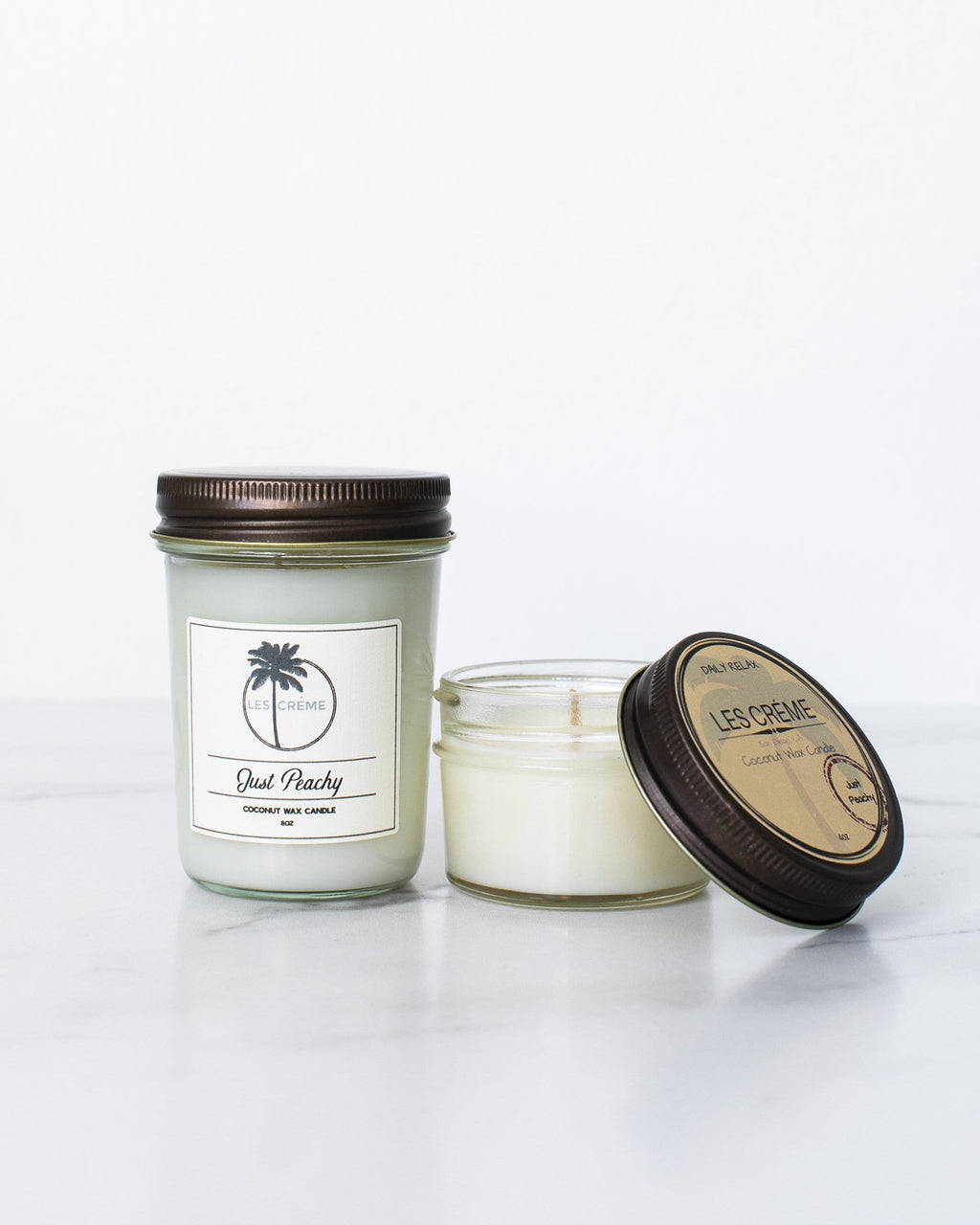 Just Peachy Coconut Wax Candle | Fresh Ripe Peach & Vanilla | 100% Botanical Coconut Wax | Toxin-Free | Les Crème