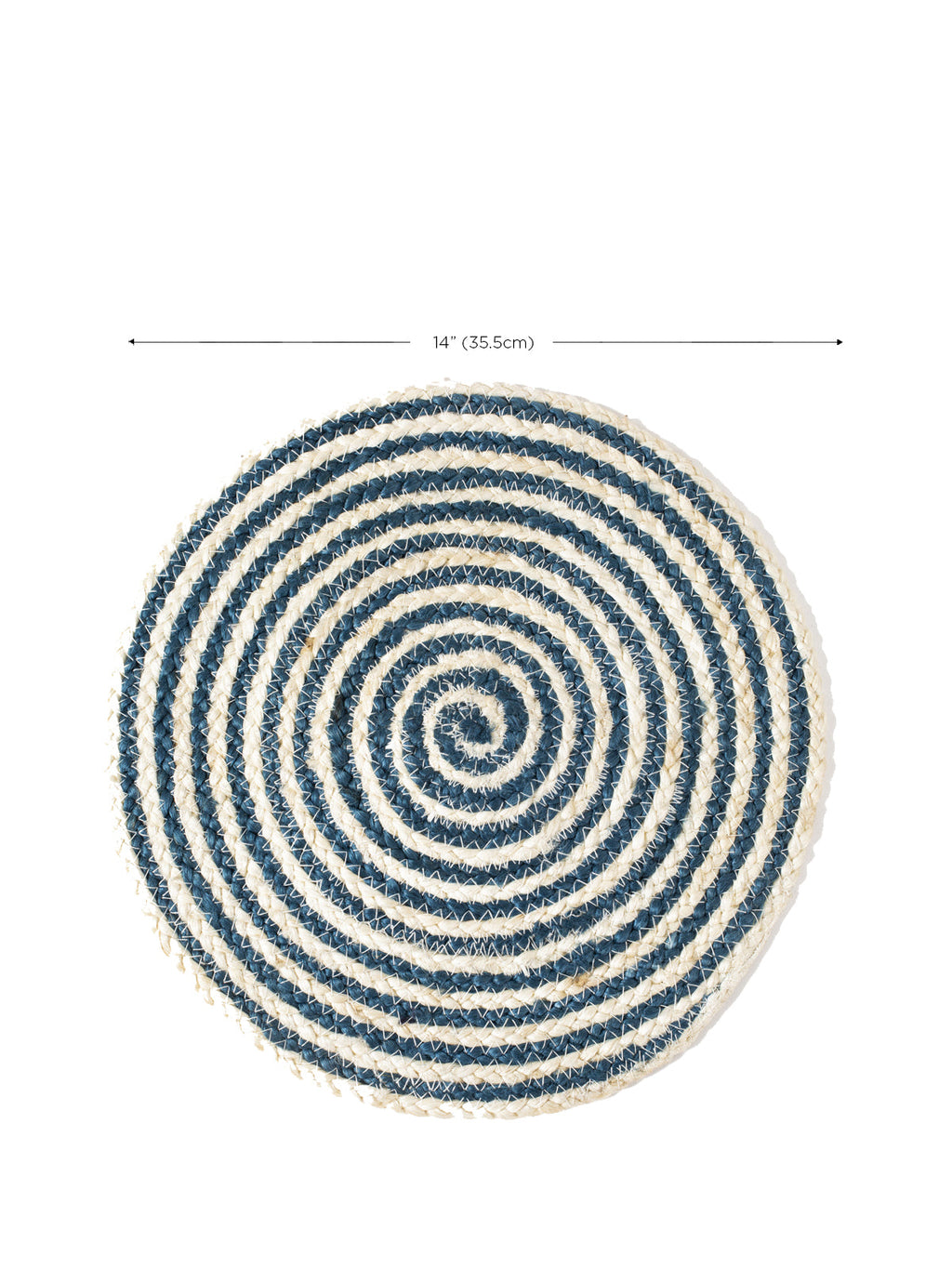 Kata Spiral Jute Placemat | Blue & White | Set of 4 | Handmade in Bangladesh | Korissa