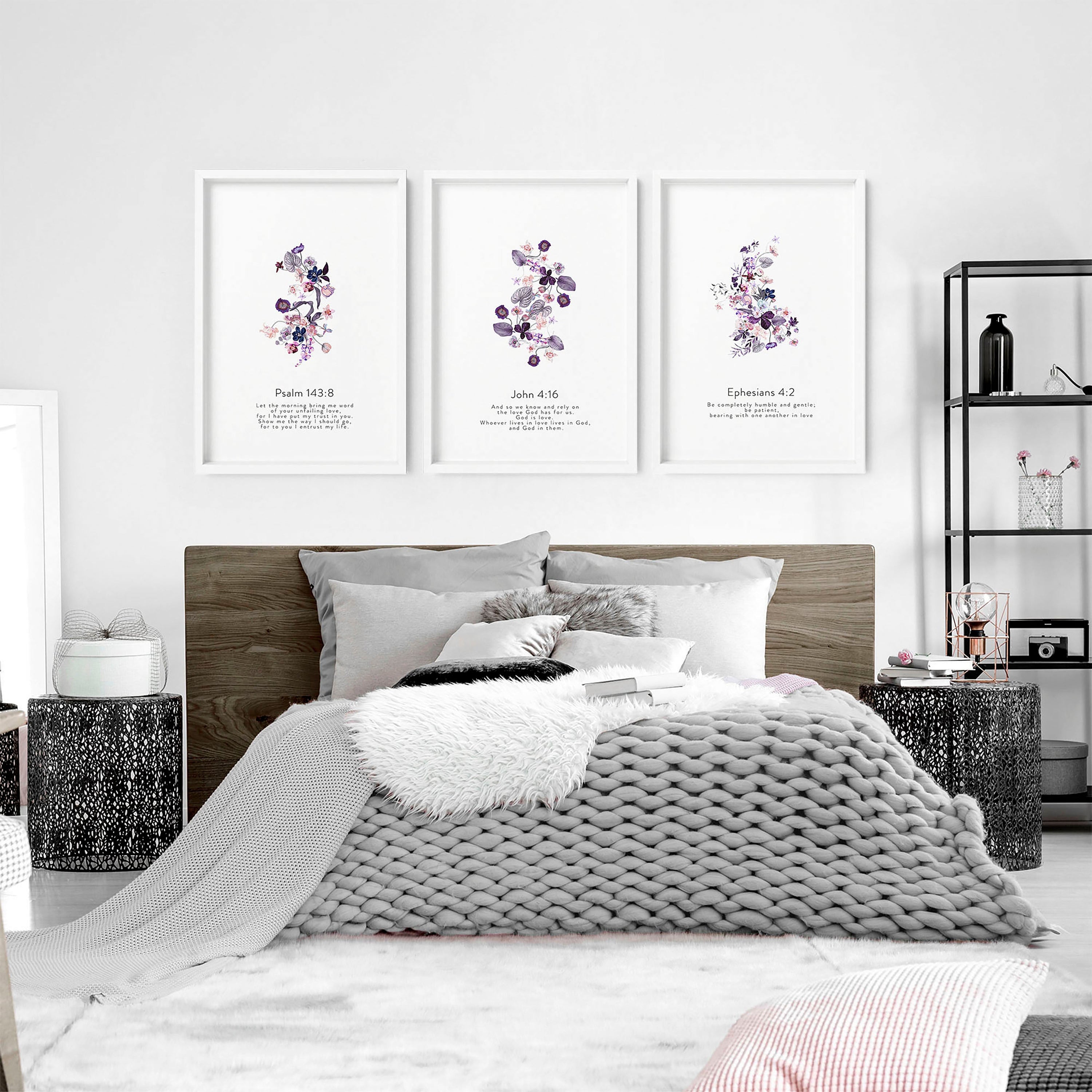 Bible wall art for bedroom | set of 3 wall art prints
