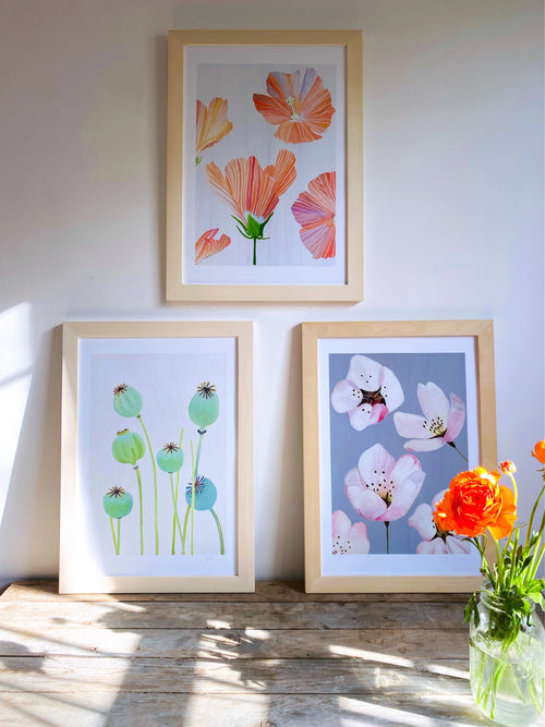 Art Print – Cherry Blossoms on Grey | Signed Oil Painting Print