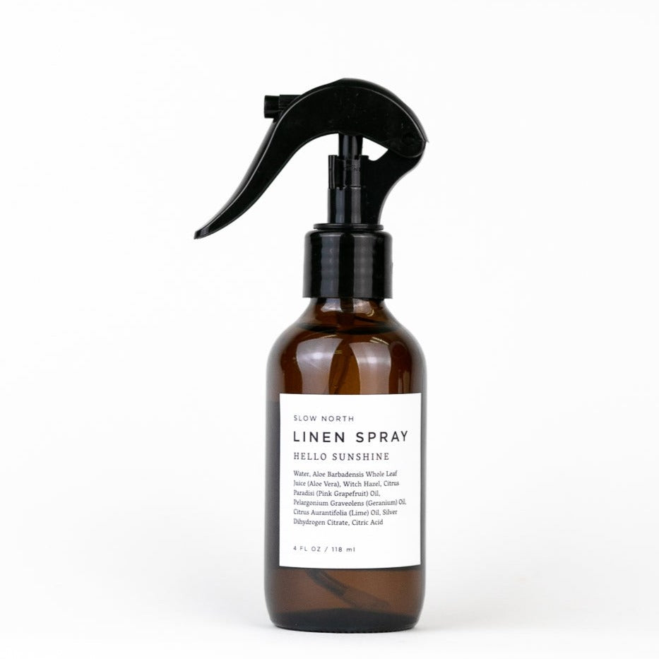 Linen Spray | Hello Sunshine | Grapefruit, Geranium & Lime | All-Natural Essential Oils | 4 fl oz | Slow North